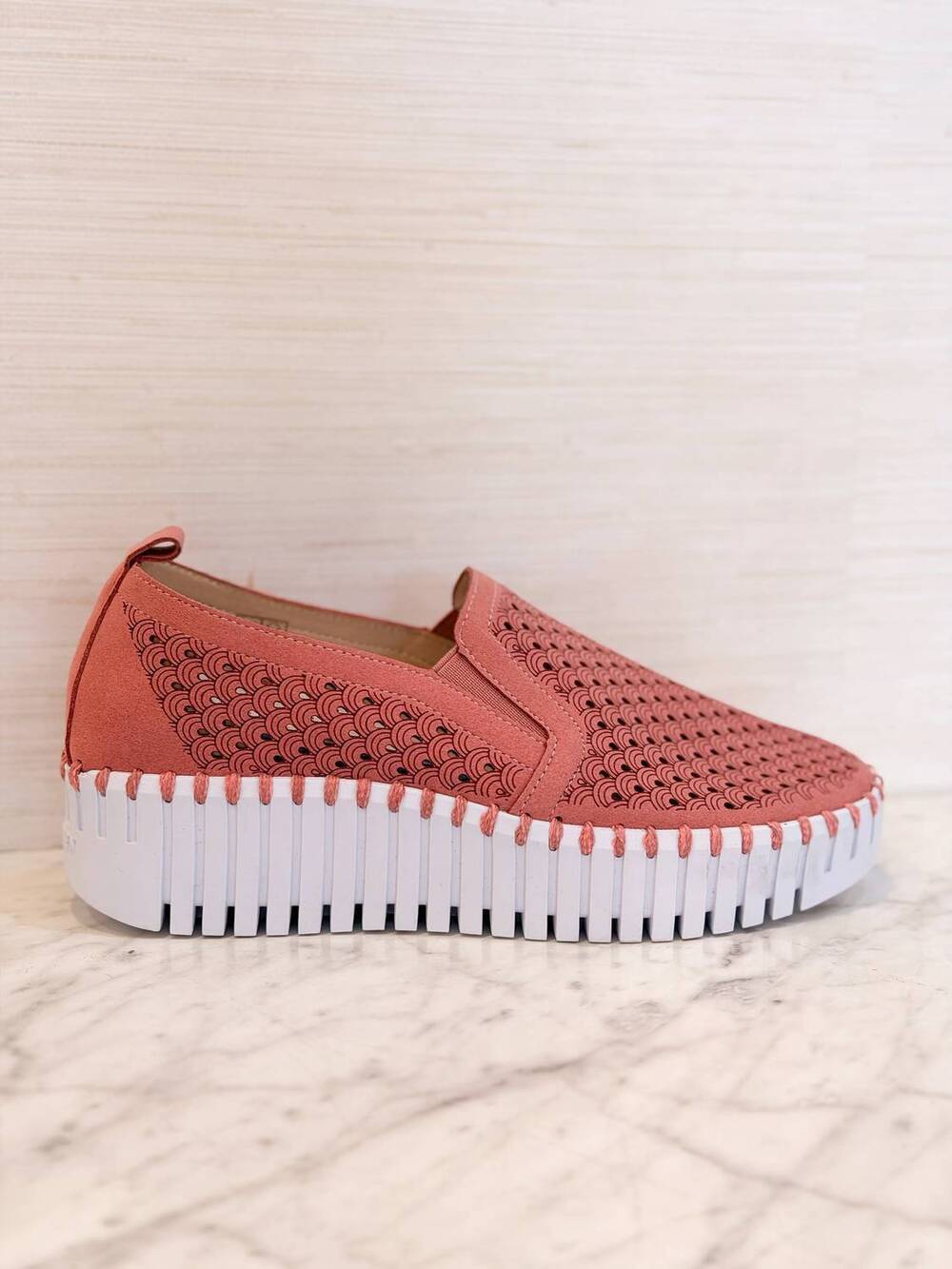 NEW ILSE JACOBSEN women's platform tulip flat sneakers in rouge